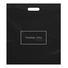 Load image into Gallery viewer, Large Plastic Shopping Bags with Thank You Logo 16" x 18" Boutique Bags with Handles 100 Pack for Merchandise, Gifts, Trade Shows and More
