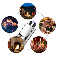Load image into Gallery viewer, REIDEA Electronic Candle Lighter Arc Windproof Flameless USB Rechargeable Lighter with Safe Button for Home Kitchen Champagne Gold
